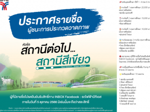 ขอแสดงความยินดีกับ นายจิรดา ศรีจันทร์, นายสุรเสกข์ ไผ่บง และ นางสาวหนึ่งฤทัย ขุนพึลึก ในโอกาสได้รับรางวัลที่ 2, รางวัลที่ 3 และ รางวัลชมเชย ตามลำดับ จากการประกวดวาดภาพของรถไฟฟ้าบีทีเอส หัวข้อ “สถานีต่อไป...สถานีสีเขียว”
