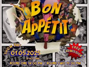 ขอเชิญผู้สนใจเข้าชมการแสดง BON APPETIT ขอให้มีความสุขกับมื้ออาหารของคุณ จัดแสดงโดยนิสิตชั้นปีที่ 4 สาขาวิชานาฏศิลป์ คณะศิลปกรรมศาสตร์ มศว วันที่ 1 พ.ค. 68 ณ HOSTBKK Arts Center / Dance Studio เปิดรอบการแสดง 2 รอบ เวลา 14:00 น. และ 19:00 น.