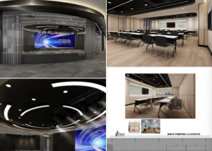 ภาพการออกแบบ งานปรับปรุงพื้นที่คณะศิลปกรรมศาสตร์บริเวณชั้น 2 ฝั่งทิศใต้ ห้องนำเสนอผลงานศิลปกรรม เพื่อเป็นพื้นที่การเรียนการสอน และการบริการวิชาการของคณาจารย์ในคณะฯ