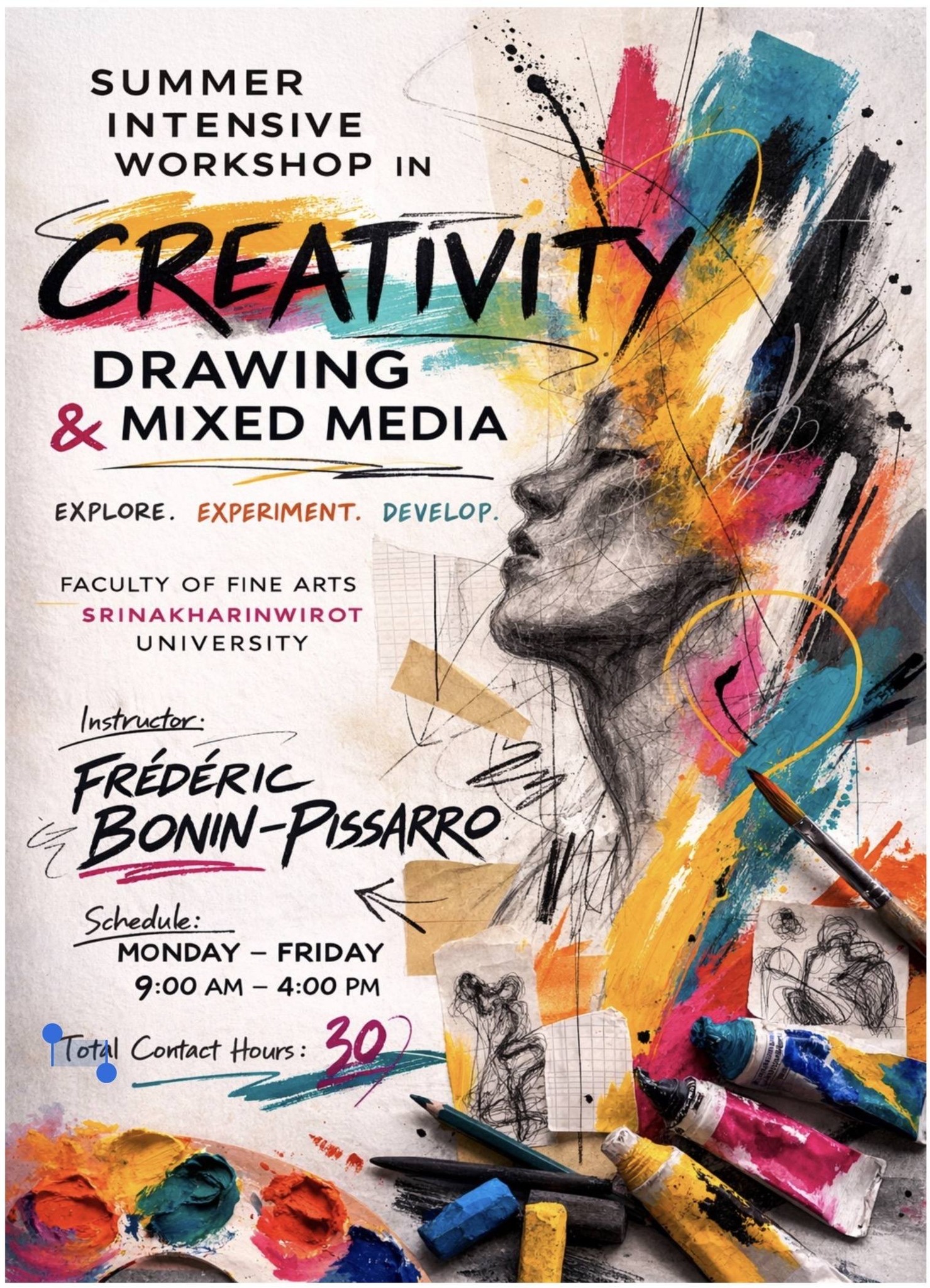 ภาพกิจกรรม : Creativity Drawing & Mixed Media Workshop โดย Professor Frédéric Bonin-Pissarro จากอเมริกา วันที่ 18-22 พ.ค. 69 ณ คณะศิลปกรรมศาสตร์ มศว